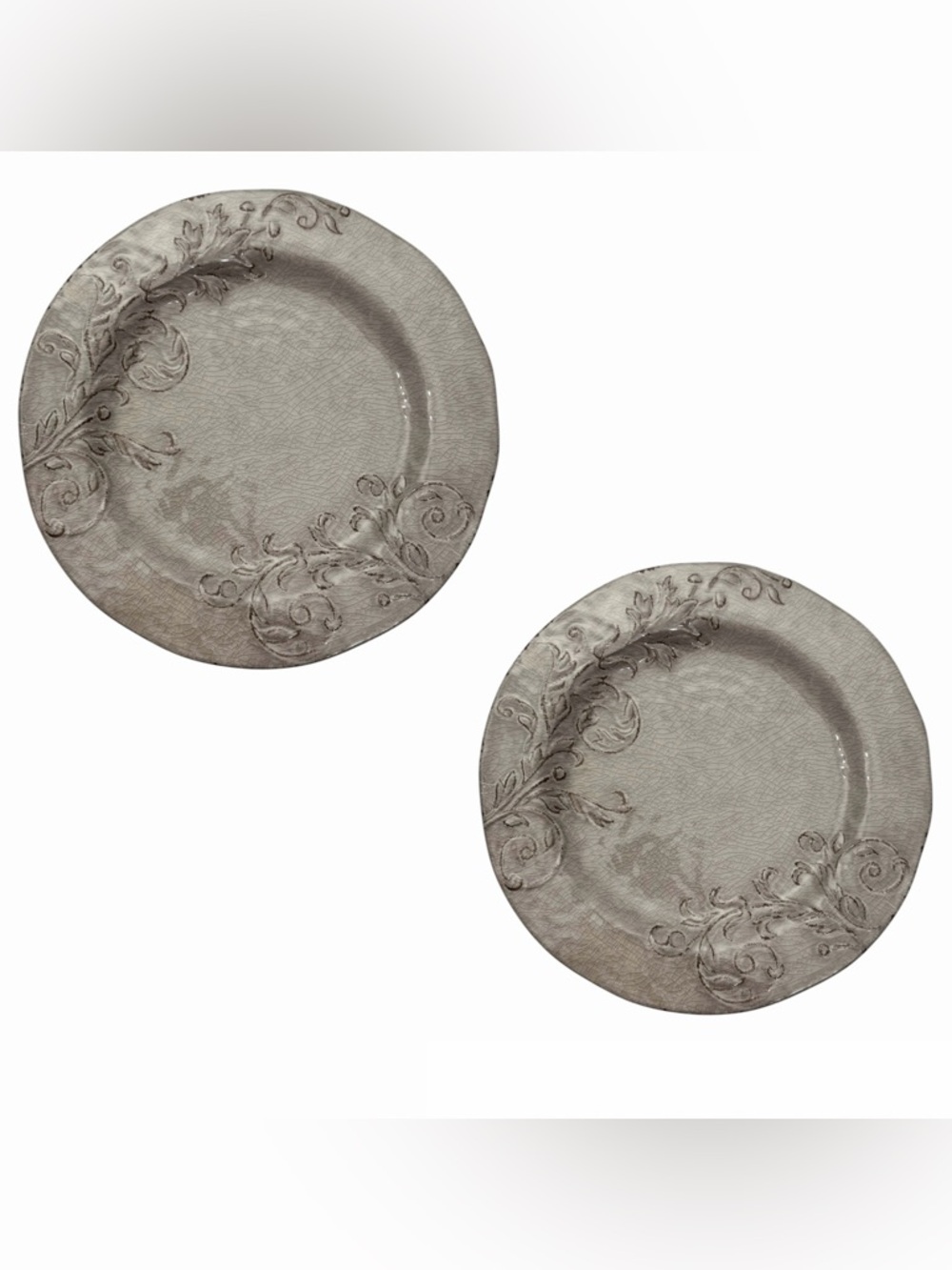 Aphorism Plates x2 Dinner 11” Rustic Floral Crackle Melamine